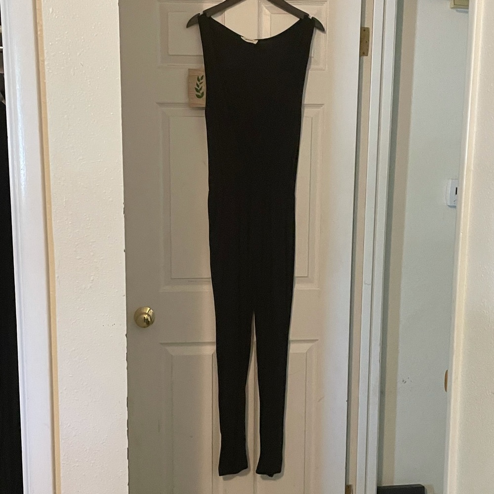Laurie Belle’s black v-neck jumpsuit